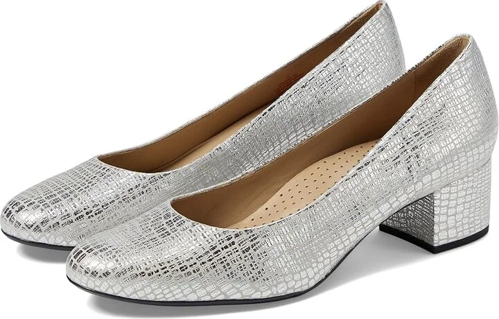 Marc Joseph New York Broad Street High Women's Heels Metallic Silver Gator : 10.5 M, Leather/Rubber