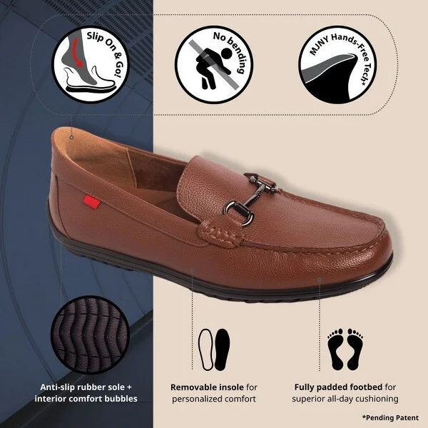 Marc Joseph New York | Mens Hands Free Slip On Elliot Road Casual Buckle Loafers - Black Vegan Grainy Leather, - Image 3