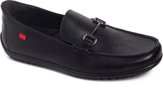 Marc Joseph New York | Mens Hands Free Slip On Elliot Road Casual Buckle Loafers - Black Vegan Grainy Leather,