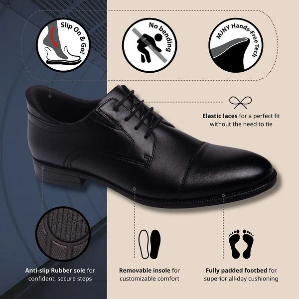 Marc Joseph New York | Mens Hands Free Slip On Technology Baker Street Captoe Dress Oxford - Cognac Vegan Napa Leather, 10W - Image 3