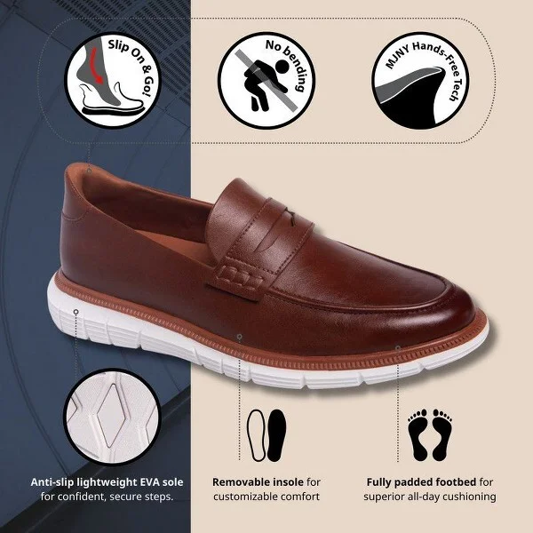 Marc Joseph New York | Mens Hands Free Slip On Technology Empire Street Loafer - Cognac Vegan Napa Leather, - Image 2