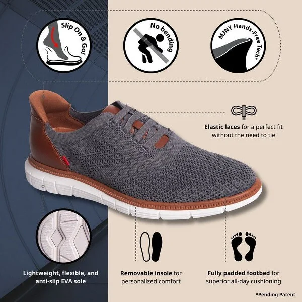 Marc Joseph New York | Mens Hands Free Slip On Technology Lightweight Breathable Charles Ave Oxford - Grey, - Image 2