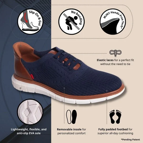 Marc Joseph New York | Mens Hands Free Slip On Technology Lightweight Breathable Charles Ave Oxford - Grey, - Image 3