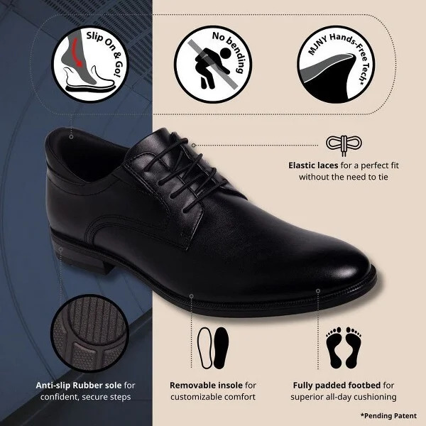 Marc Joseph New York | Mens Hands Free Slip On Technology State Street Plain Toe Dress Oxford - Black Vegan Napa Leather, - Image 2