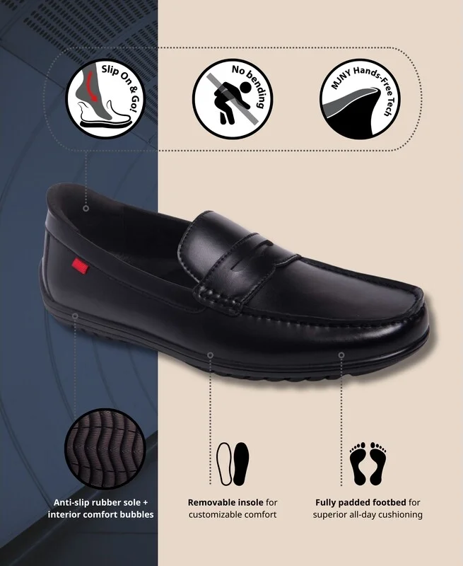 Marc Joseph New York Men's John Street Hands-Free Slip On Technology Leather Penny Loafers - Image 2