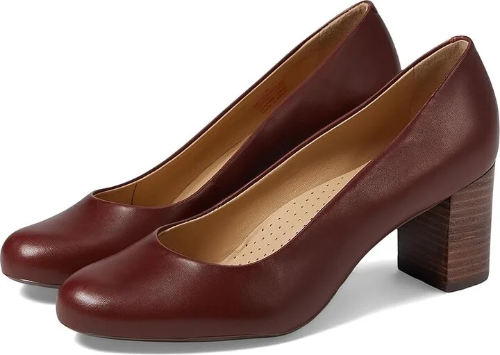 Marc Joseph New York Midtown Pump Women's Shoes Mahogony Burnished Nappa : 6 M, Leather