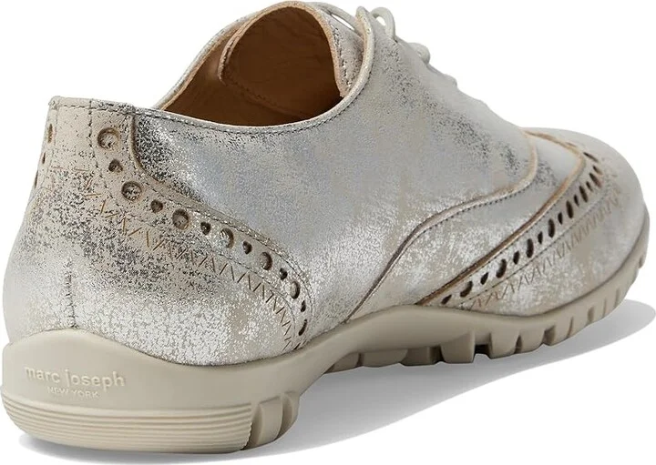 Marc Joseph New York Nyc Golf Women's Flat Shoes Silver Metallic Wash : 6.5 M, Leather - Image 4