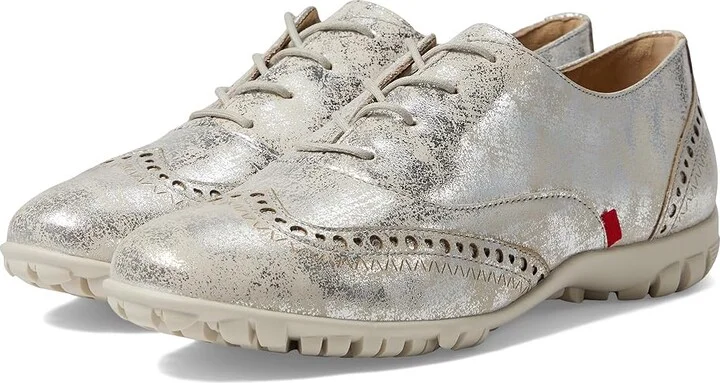Marc Joseph New York Nyc Golf Women's Flat Shoes Silver Metallic Wash : 6.5 M, Leather