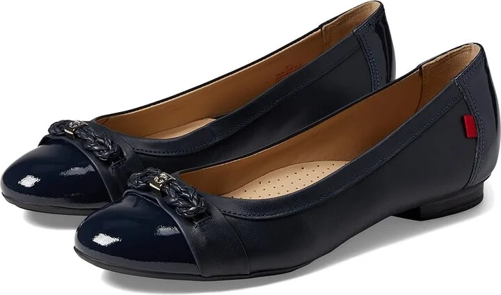 Marc Joseph New York Park Ave Flat Women's Shoes Navy Nappa/Patent : 6 M, Leather