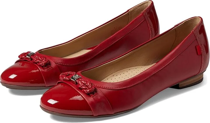 Marc Joseph New York Park Ave Flat Women's Shoes Red Nappa/Patent : 6 M, Leather