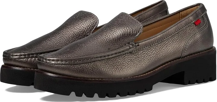 Marc Joseph New York Stanton RD Women's Flat Shoes Pewter Grainy : 8.5 M, Leather