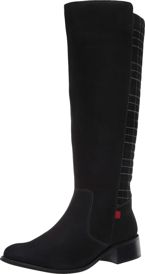 Marc Joseph New York Women's Genuine Leather Luxury High Top Riding Boot with Plaid Detail Knee