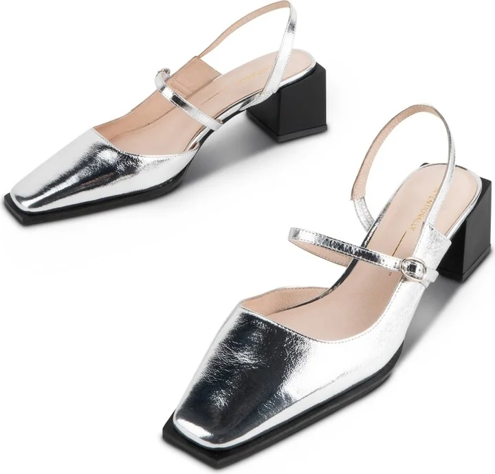 Marche Metallic Slingback Mary Jane-Silver
