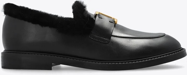 Marcie-Buckle Leather Loafers