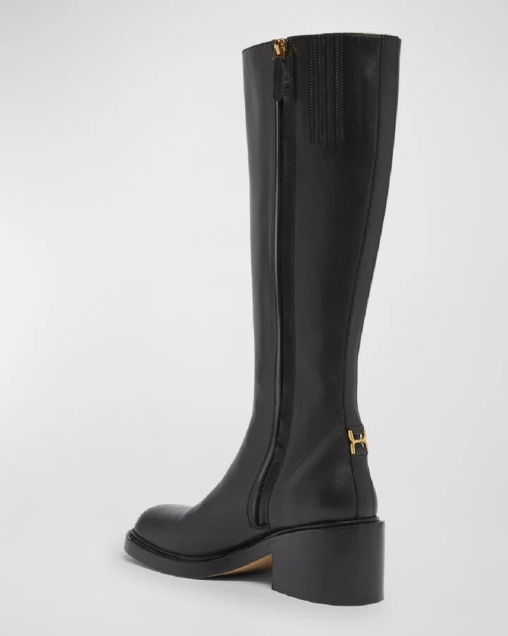 Marcie Leather Zip Knee Boots - Image 6
