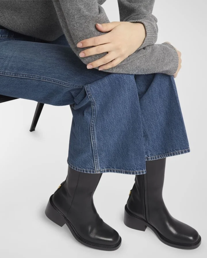 Marcie Leather Zip Knee Boots - Image 9