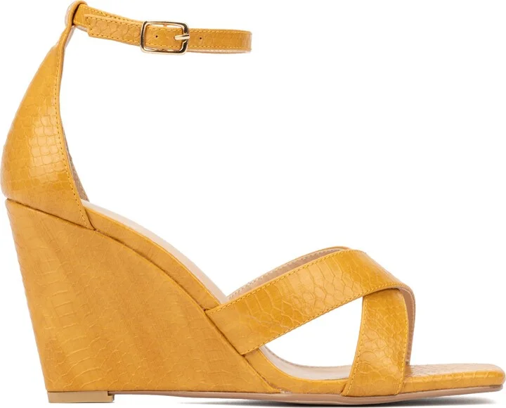 Marcie Snake Embossed Wedge Sandal - Wide Width - Image 11