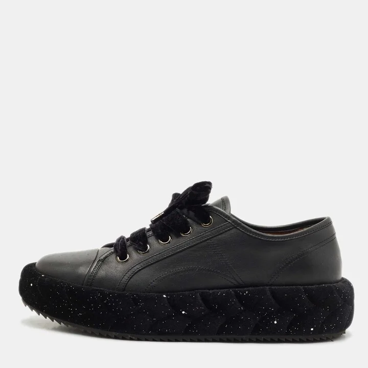 Marco De Vincenzo Black Leather Low Top Sneakers Size 40
