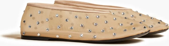 Marcy Flat in Beige Mesh with Crystals - Image 2