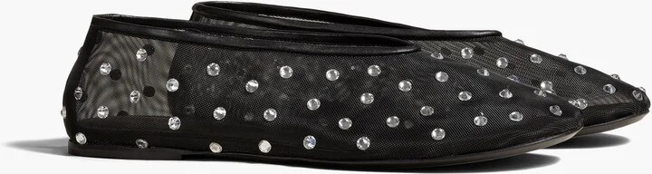 Marcy Flat in Black Mesh with Crystals - Image 2
