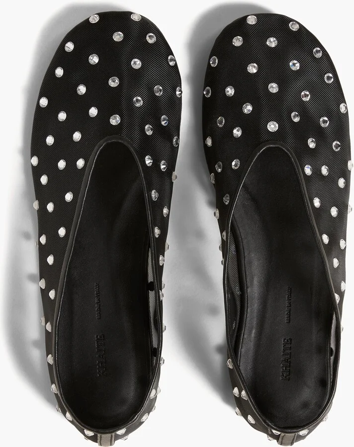 Marcy Flat in Black Mesh with Crystals - Image 3