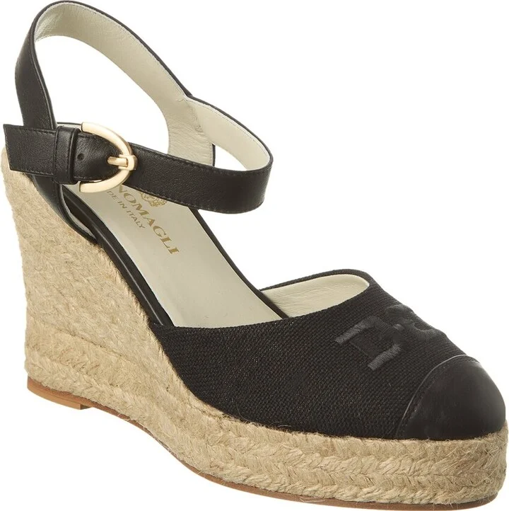 Marella Canvas & Leather Wedge Sandal