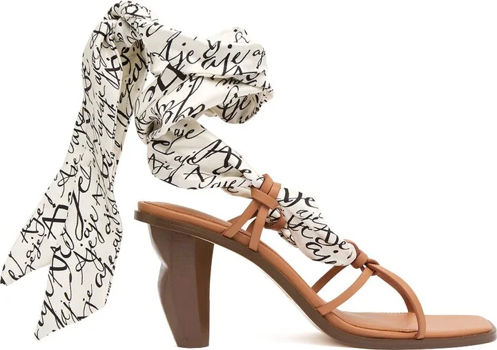 Maren Logo Tie Heel In Colour Ivory/Tan Size 36 - Image 4
