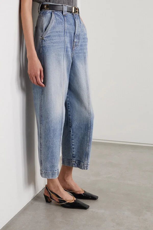 Marfa chain-embellished crinkled-leather slingback pumps - Image 2