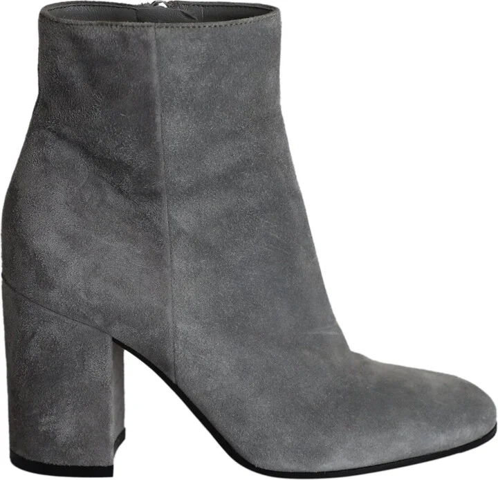 Margaux Block-Heel Ankle Boots in Grey Suede