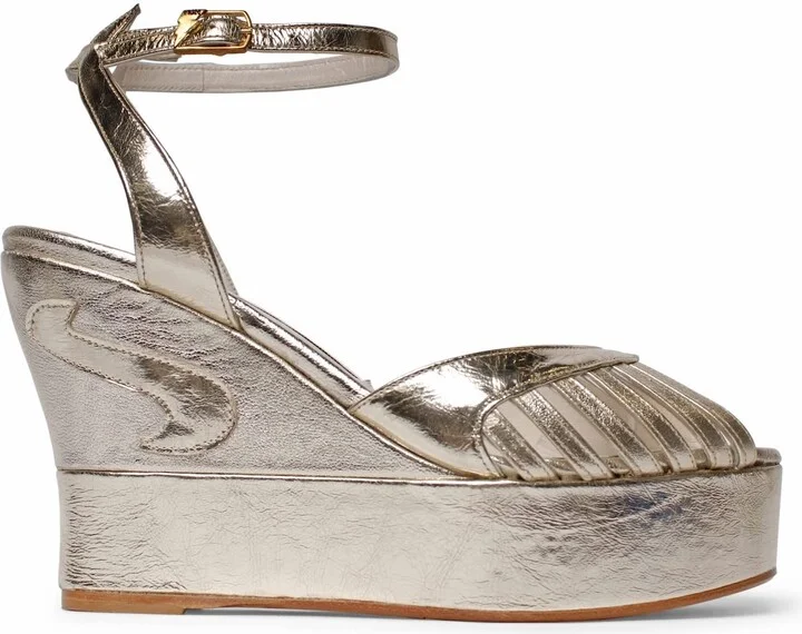 Margaux Mid Gold Wedge Sandals