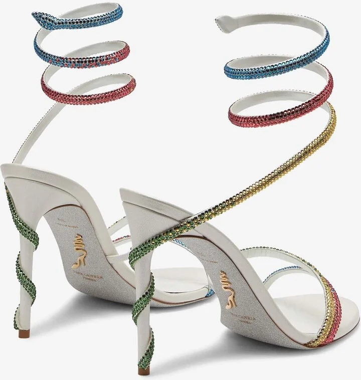 Margot 105 Crystal-Embellished Sandals in Satin - Image 2
