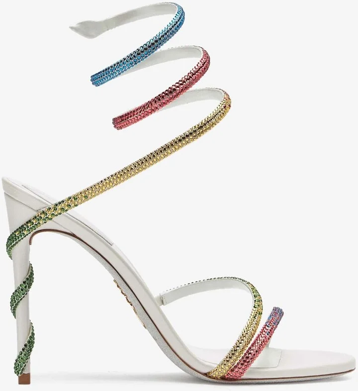 Margot 105 Crystal-Embellished Sandals in Satin