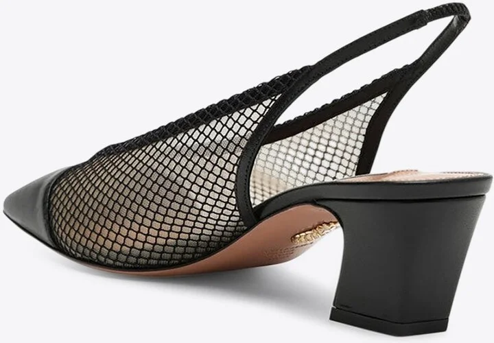 Margot 45 Leather and Mesh Slingback Pumps - Image 2