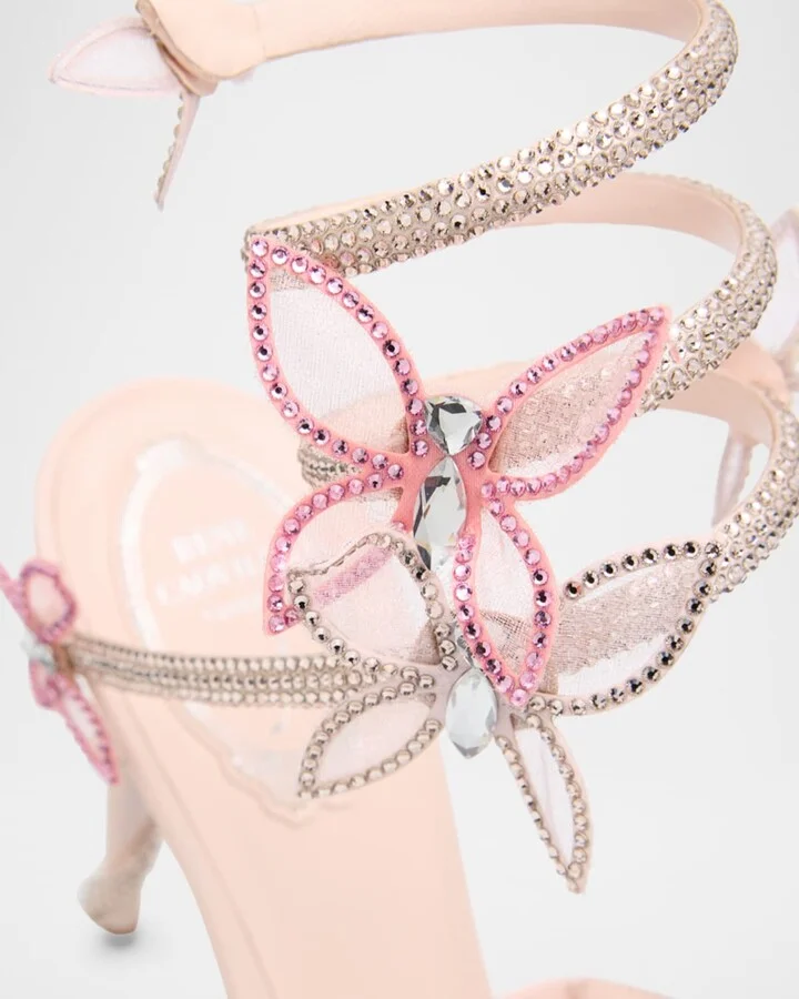 Margot Crystal Butterflies Ankle-Wrap Sandals - Image 2
