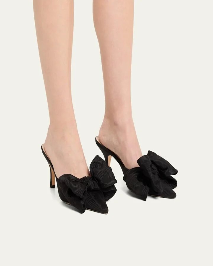 Margot Moiré Bow Mule Pumps - Image 3