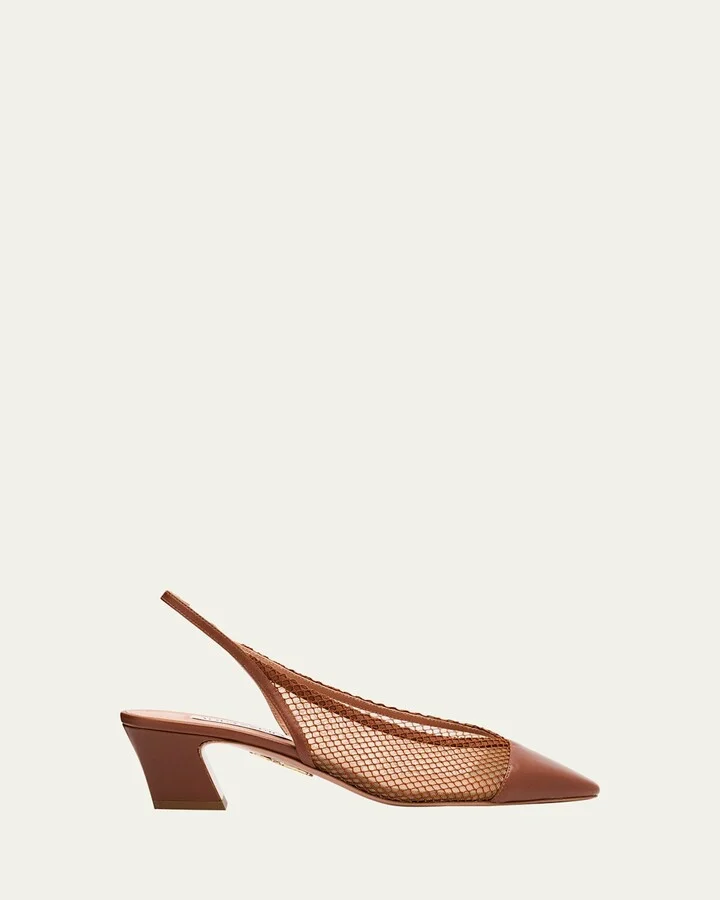 Margot Net Mesh Slingback Pumps