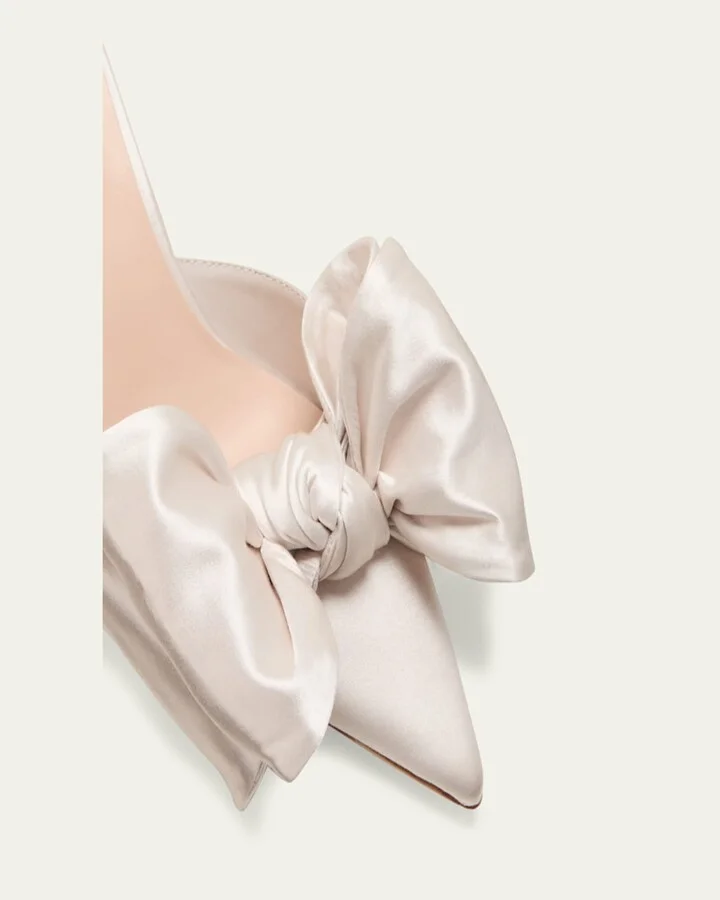 Margot Satin Bow Mule Pumps - Image 4