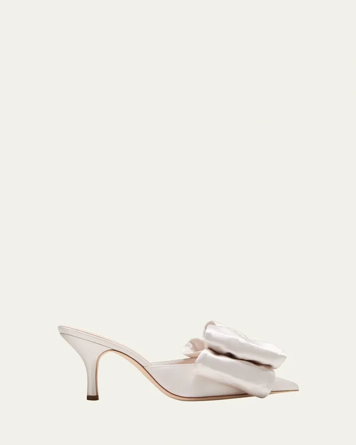 Margot Satin Bow Mule Pumps
