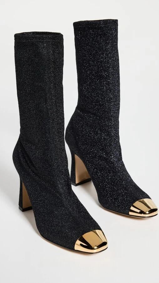 Maria Luca Ellia Metal Toe Cap Stretch Metallic Booties - Image 3
