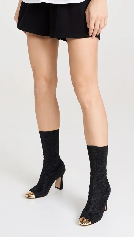 Maria Luca Ellia Metal Toe Cap Stretch Metallic Booties - Image 5