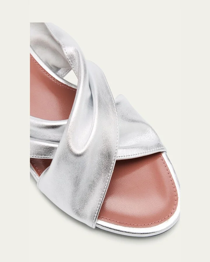 Maria Metallic Crisscross Flat Sandals - Image 3