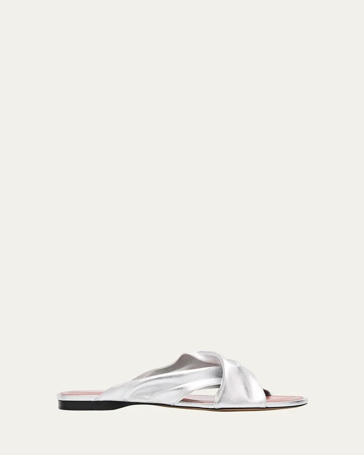 Maria Metallic Crisscross Flat Sandals