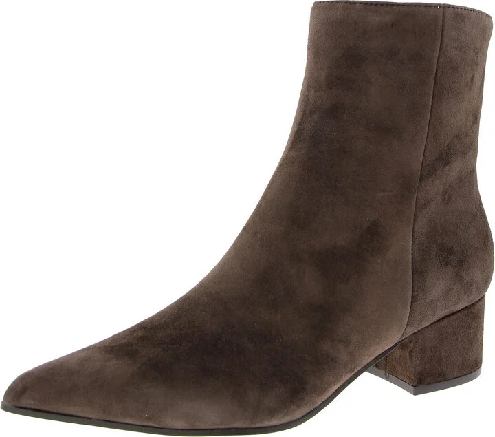 Maribu Womens Pointed Toe Block Heel Ankle Boots