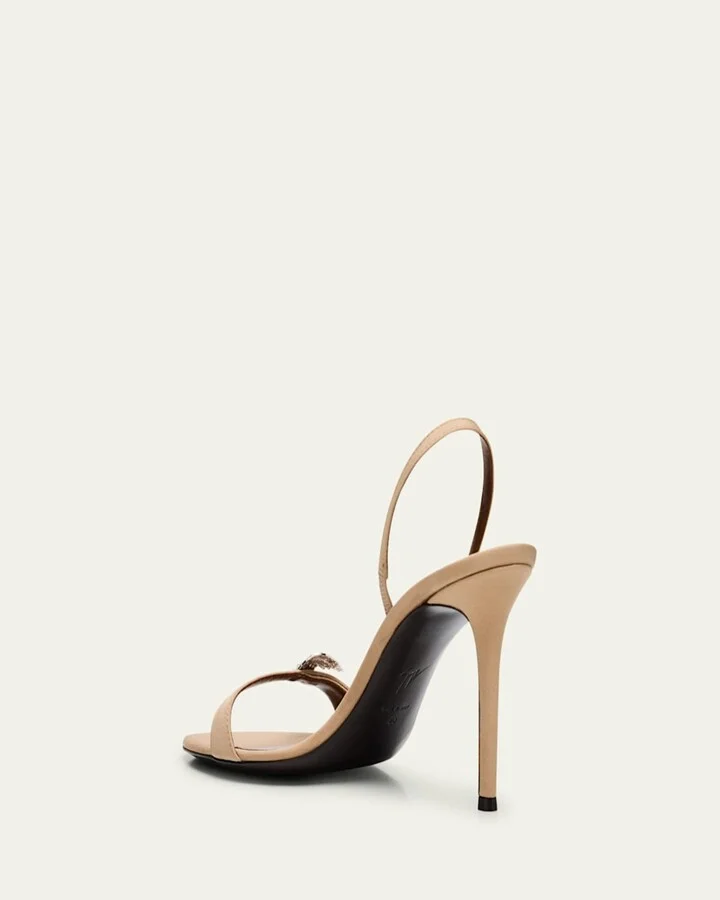 Marielena Silk Crystal-Buckle Slingback Sandals - Image 2