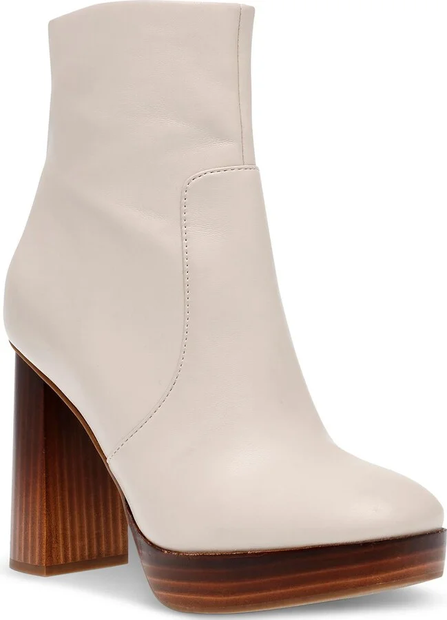 Marigold Womens Faux Leather Stacked Heel Ankle Boots