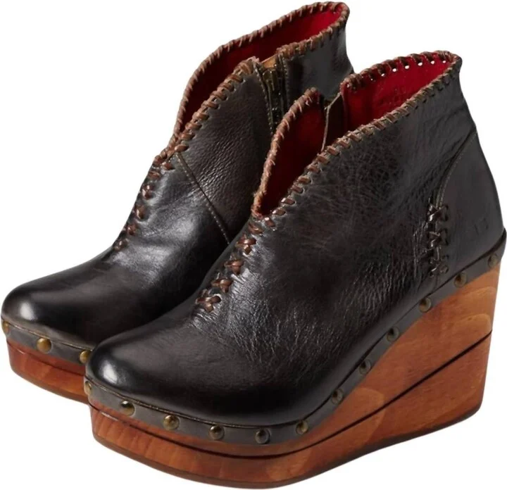 Marina Ankle Boot In Black/teak Rustic