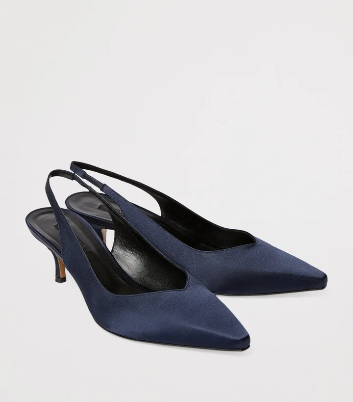 Marina Rinaldi Satin Leningrado Slingback Heels 50 - Image 5