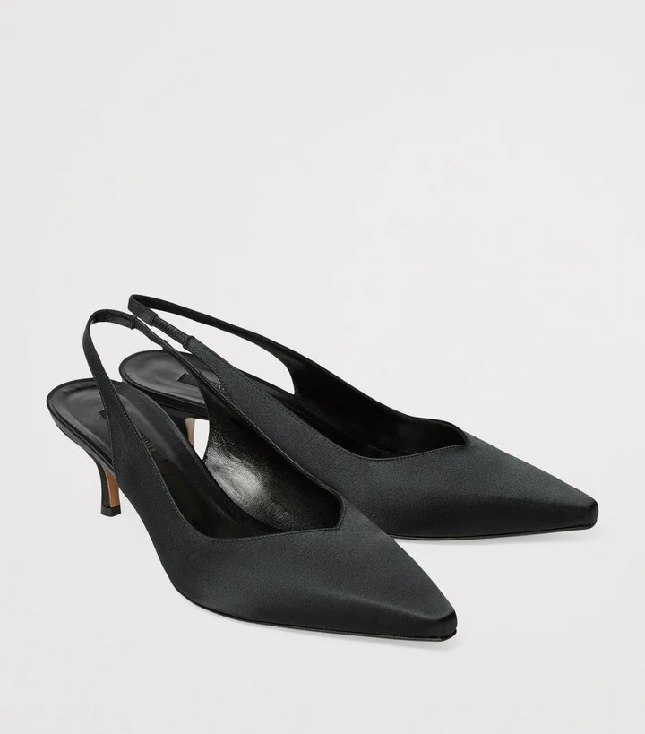 Marina Rinaldi Satin Slingback Pumps 50 - Image 2