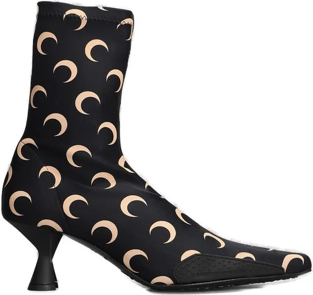 Marine Serre All-Over Logo Detailed Pointed-Toe Boots