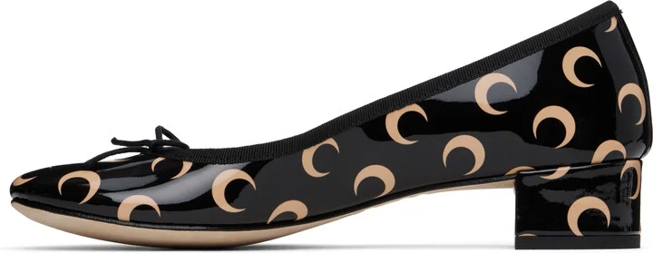 Marine Serre Black & Beige Repetto Edition Camille Moon Printed Leather Heels - Image 3